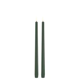 Uyuni dinerkaars slim taper candle Olive green 2-pack 2,3x32 cm 